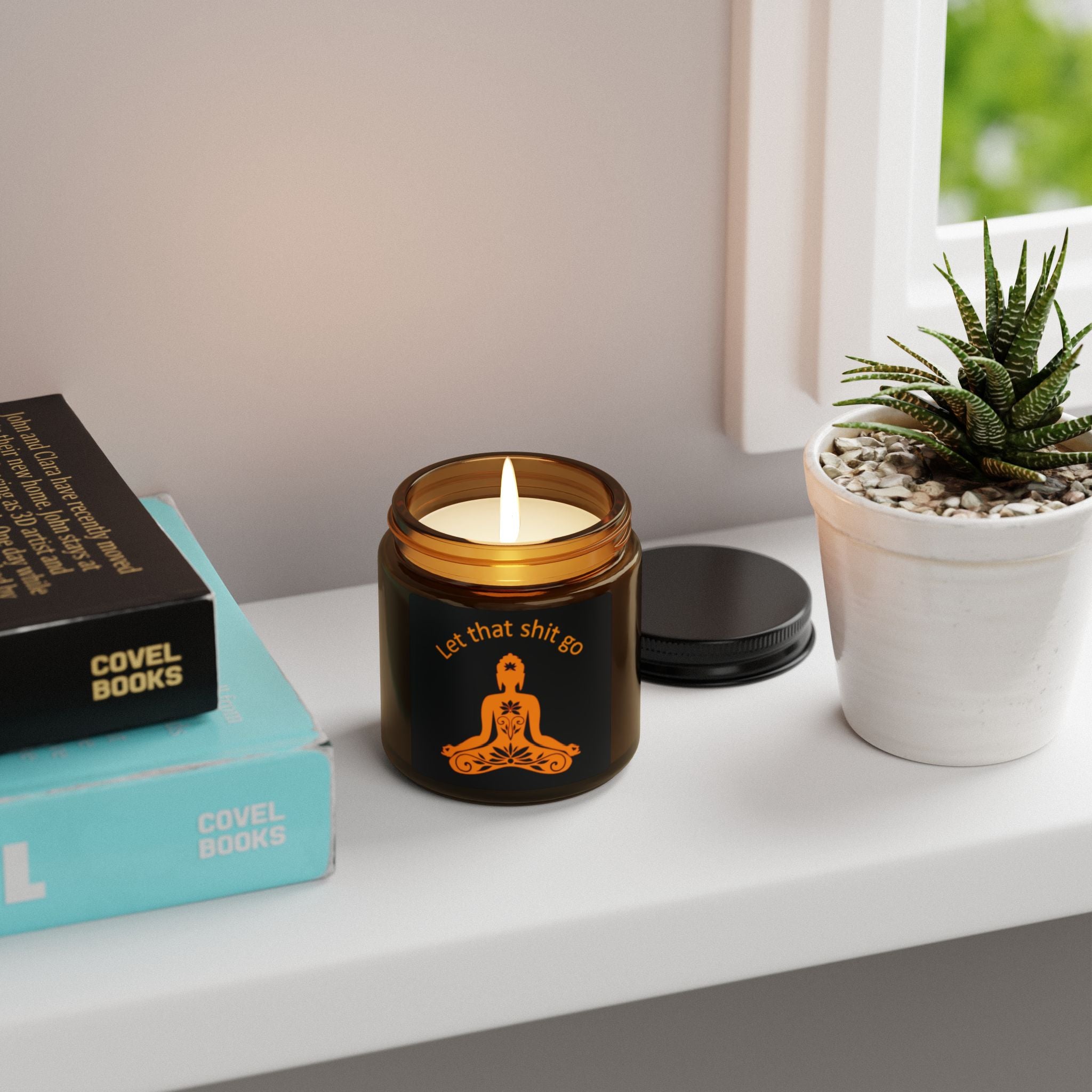 Soy Candle — "Let That Shit Go" Amber Jar Aromatherapy Candle