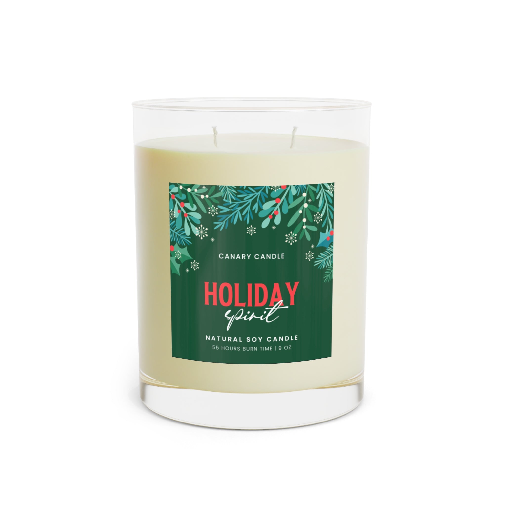 Holiday Spirit 11oz Glass Scented Candle — Festive Pine & Winter Spice Aromas