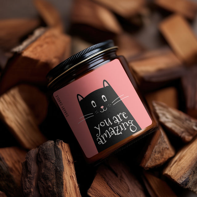 You Are Amazing Cat Scented Soy Candle — Amber Jar