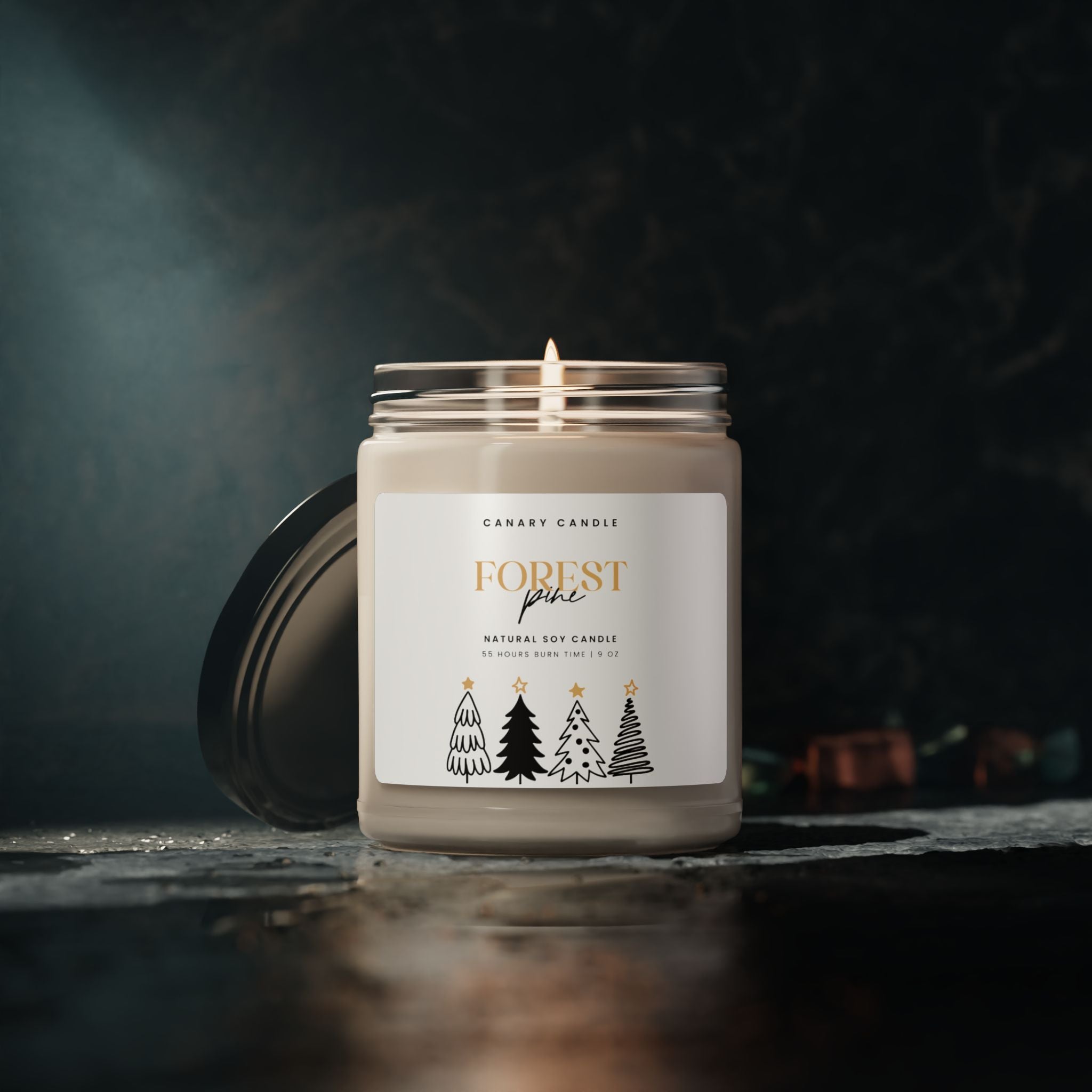 Forest Pine Soy Candle — 9 oz Scented Jar (Natural Soy, Holiday Pine & Evergreen)