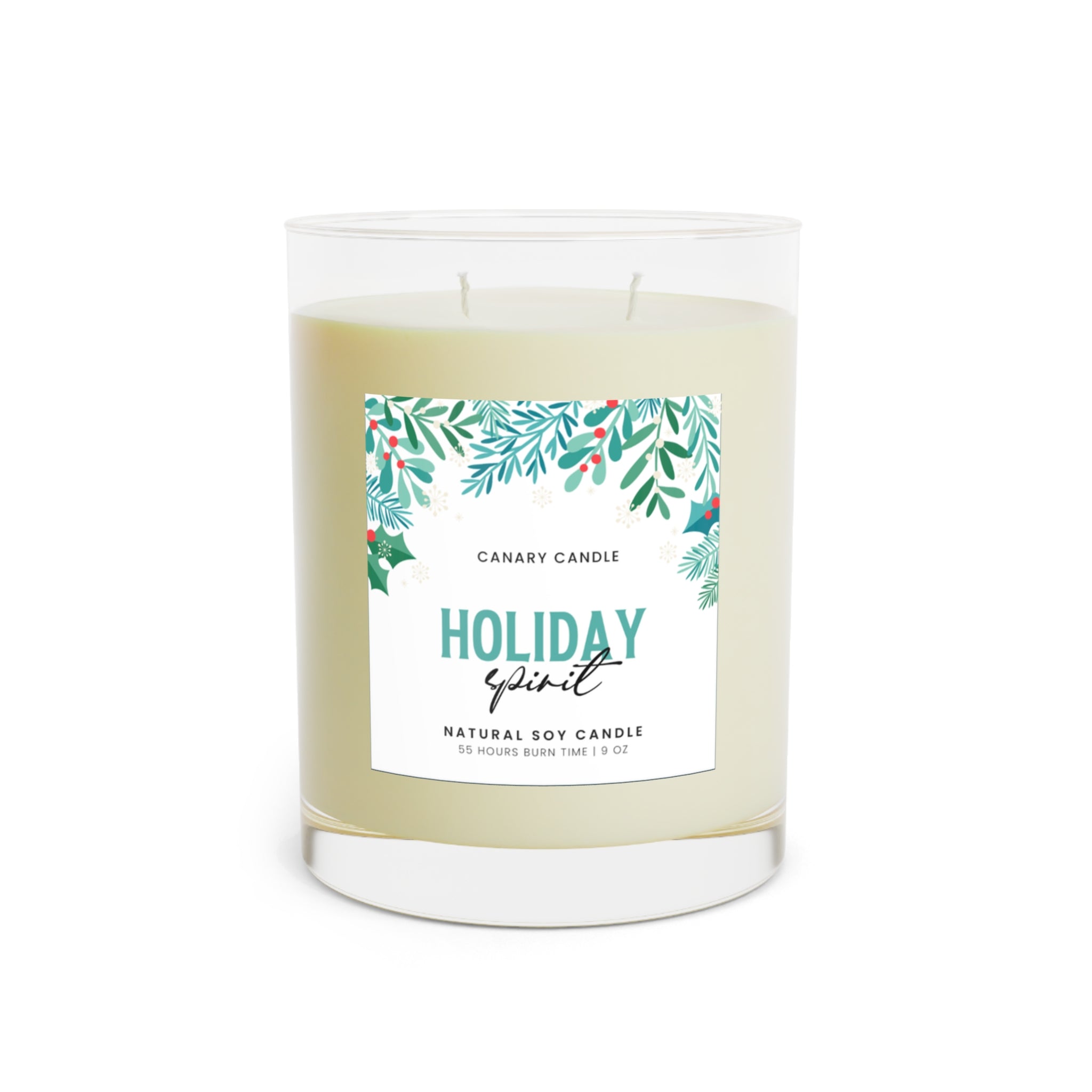 Holiday Spirit 11oz Glass Scented Candle — Festive Pine & Winter Spice Aromas