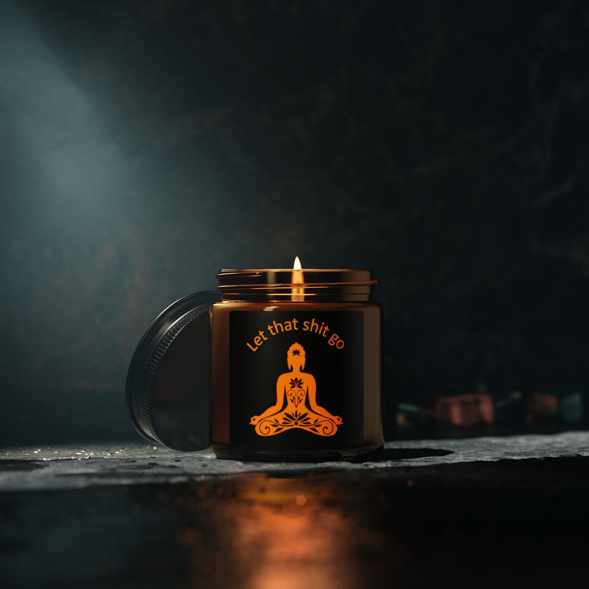 Soy Candle — "Let That Shit Go" Amber Jar Aromatherapy Candle