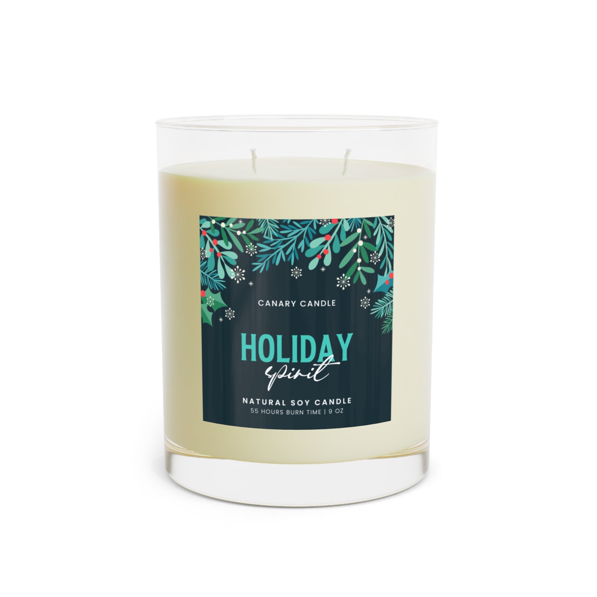 Holiday Spirit 11oz Glass Scented Candle — Festive Pine & Winter Spice Aromas